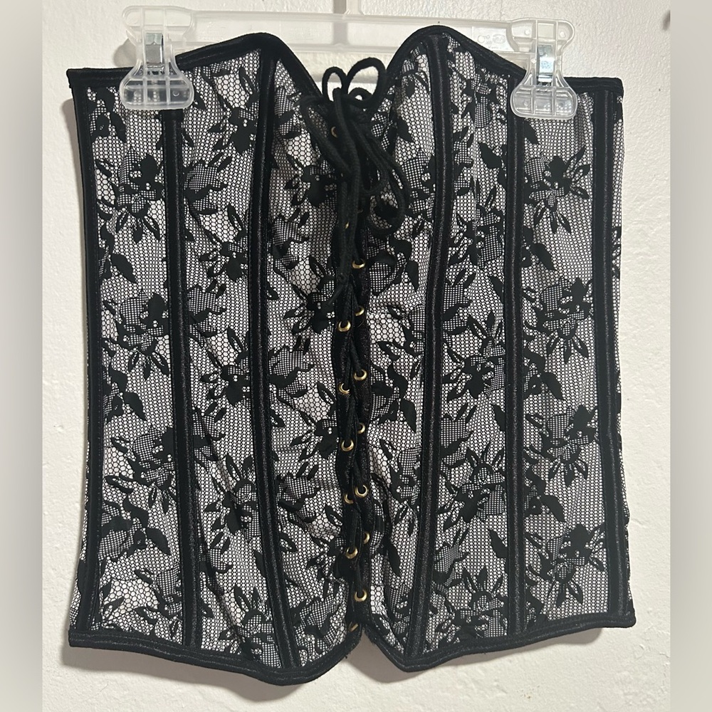Black Floral Lace Shapewear with Victorian Silhouette
